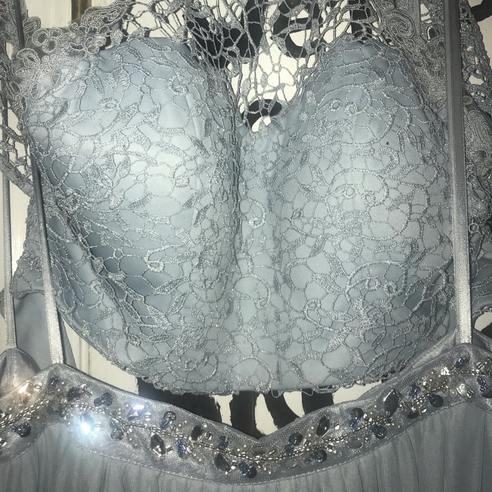 Blue 2 piece prom dress